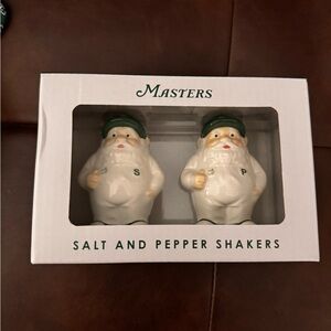 NIB Masters White and Green Gnome Caddy Decorative Salt and Pepper Shakers